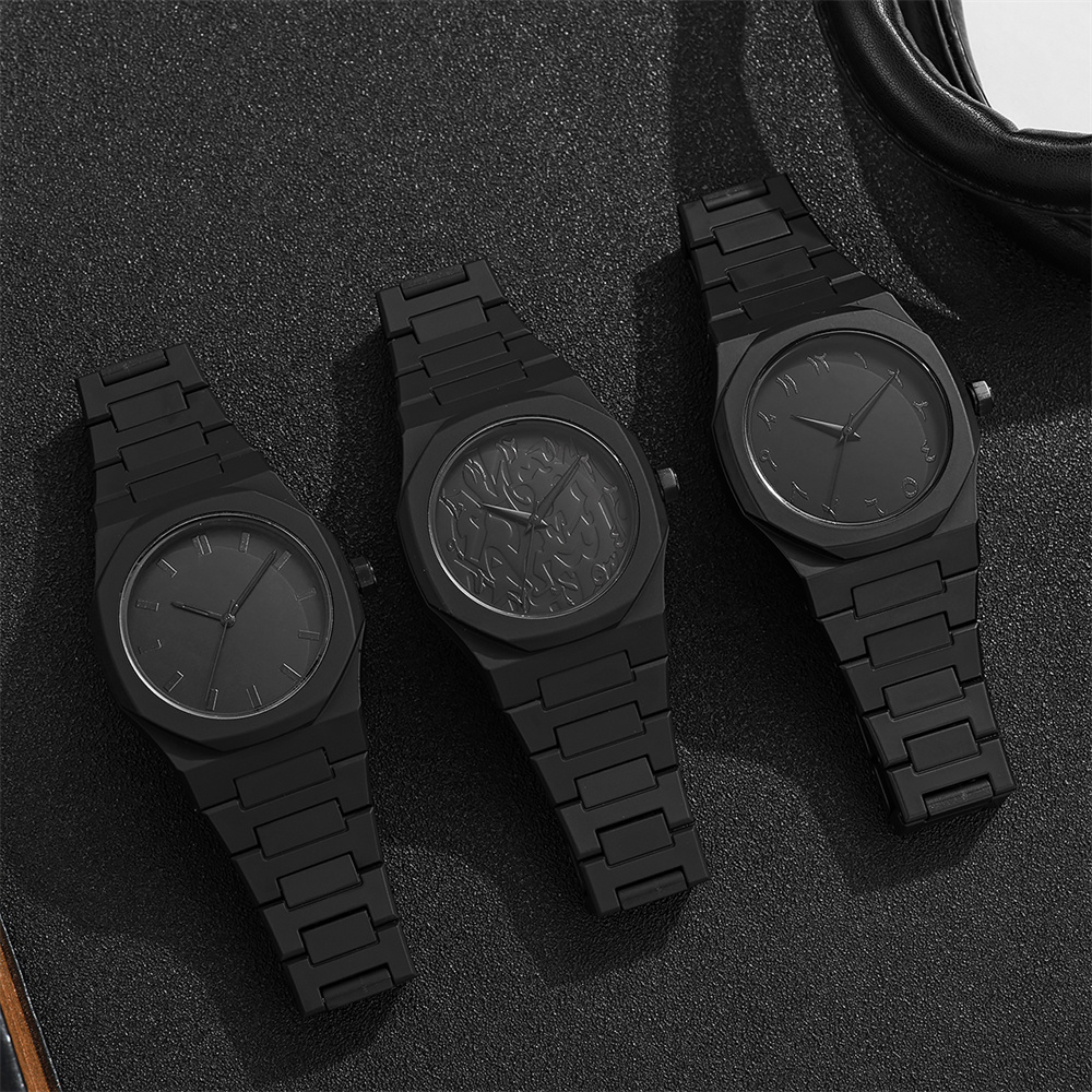 Butterfly Clasp Deployant - Erkek Moda Basit Siyah Büyük Kadran