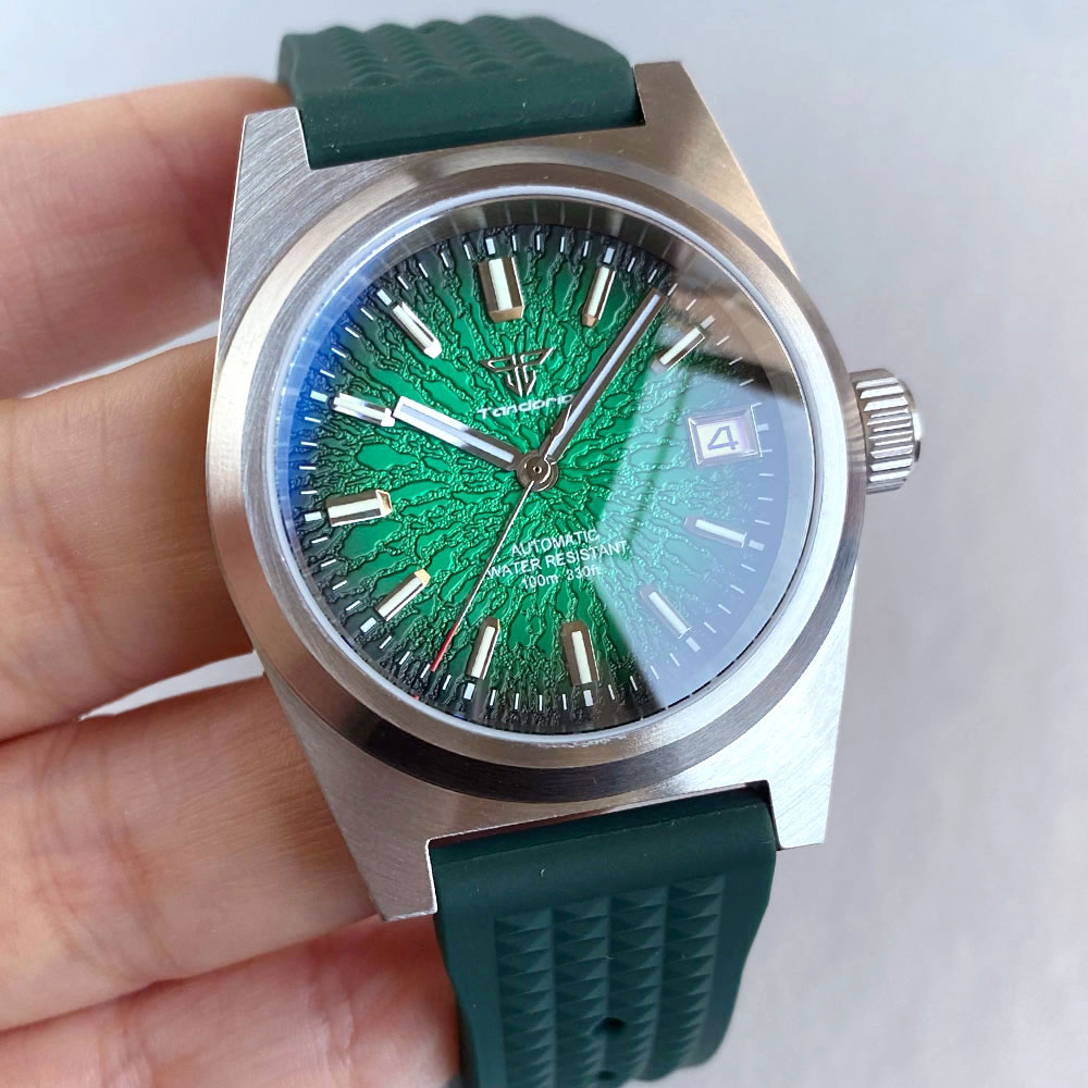 Rubber Strap Diver - Yeni 38mm Mekanik Saat Erkekler Yeşil