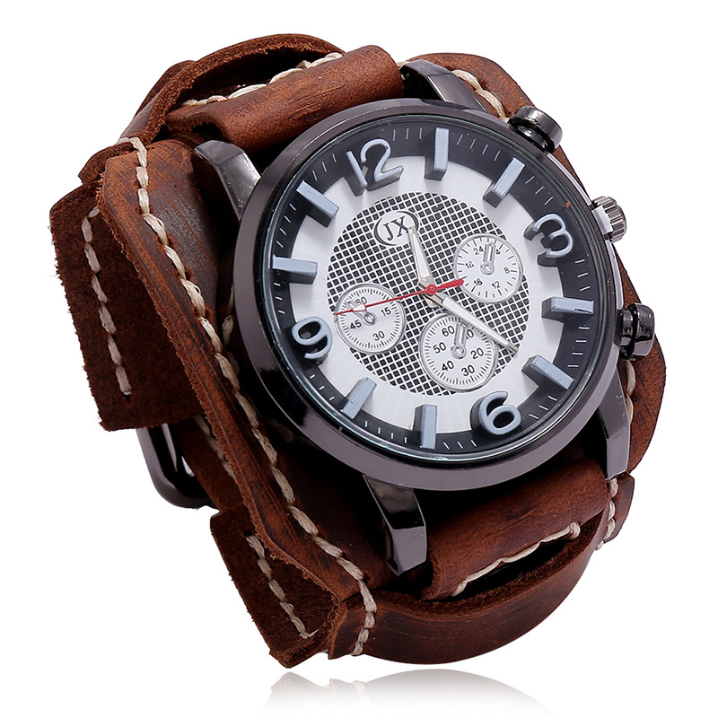 Leather Watch Band Men - Yeni Retro Erkek Saatler Hakiki Deri
