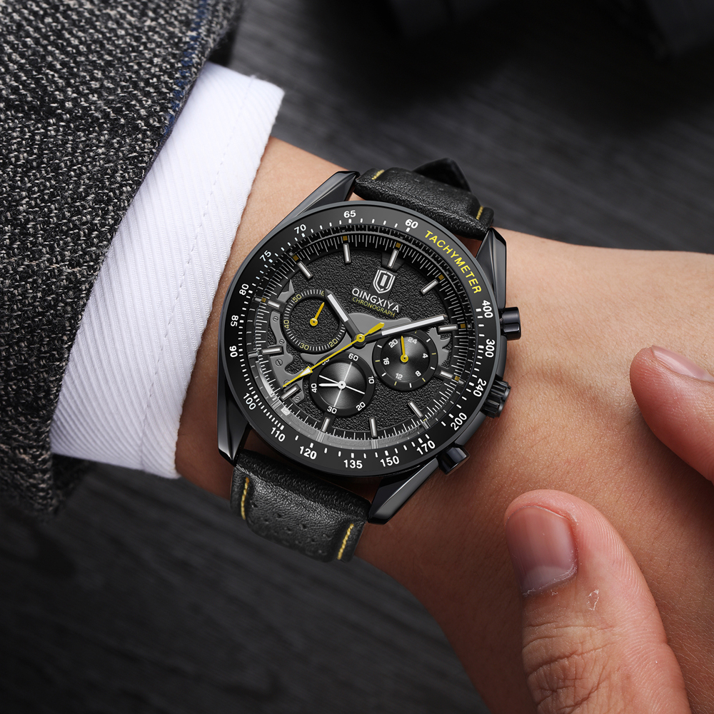 Leather Watch Band Men - QINGXIYA Lüks erkek Saatler Deri Kayış