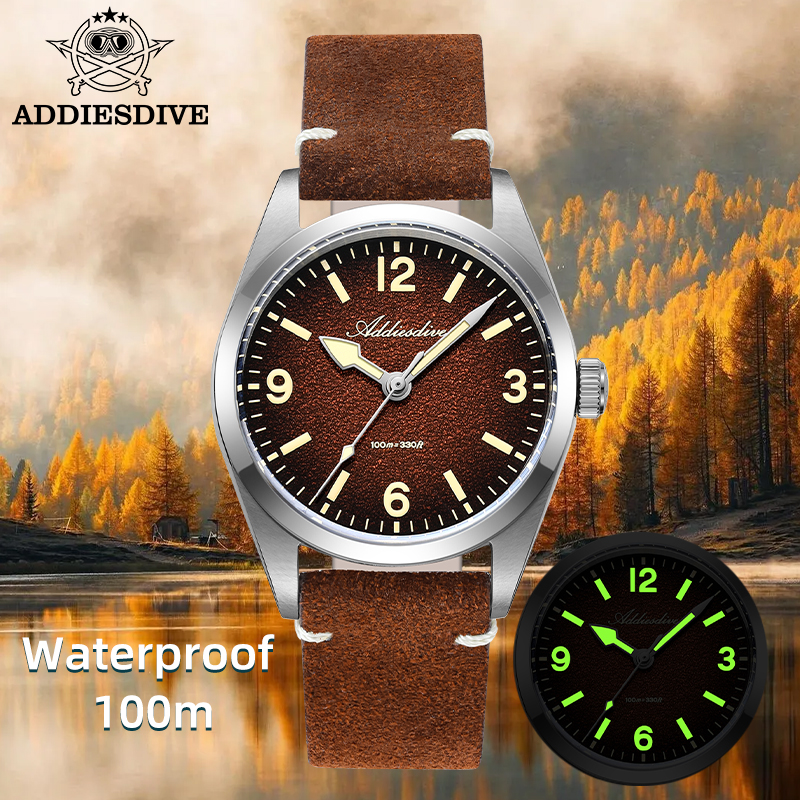 Suede Strap Watch - ADDIESDIVE Japonya 2035 Süper Aydınlık Deri