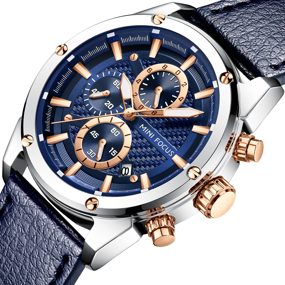 Leather Watch Band Men - MINI FOCUS İş kuvars saatler Adam