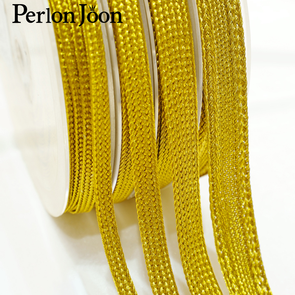 Perlon Strap Woven - 10 Yard Altın İplikli Dokuma Şerit,