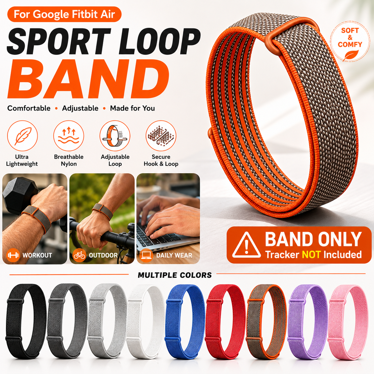 Sport Loop Velcro - Google Fitbit Air Fitness Tracker için