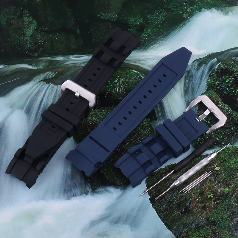 Rubber Strap Diver - 26mm Siyah Silikon Kauçuk saat kayışı
