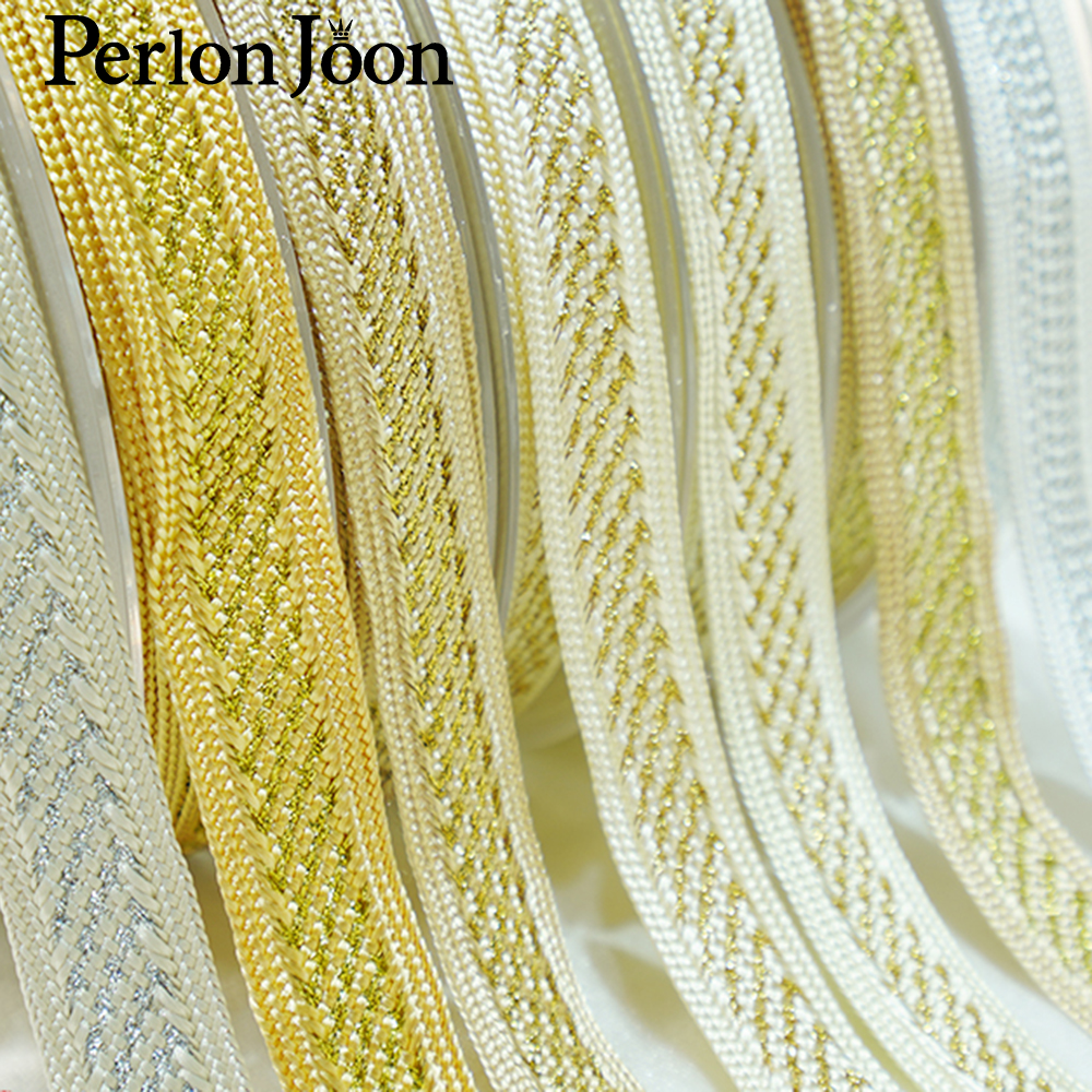 Perlon Strap Woven - 10yards/lot altın iplik polyester dokuma giyim