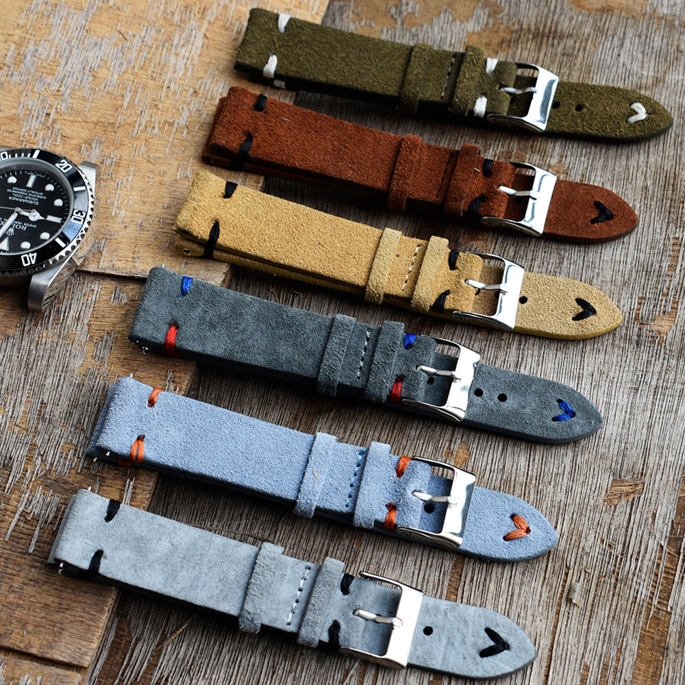 Suede Strap Watch - Yüksek kalite Vintage süet deri saat
