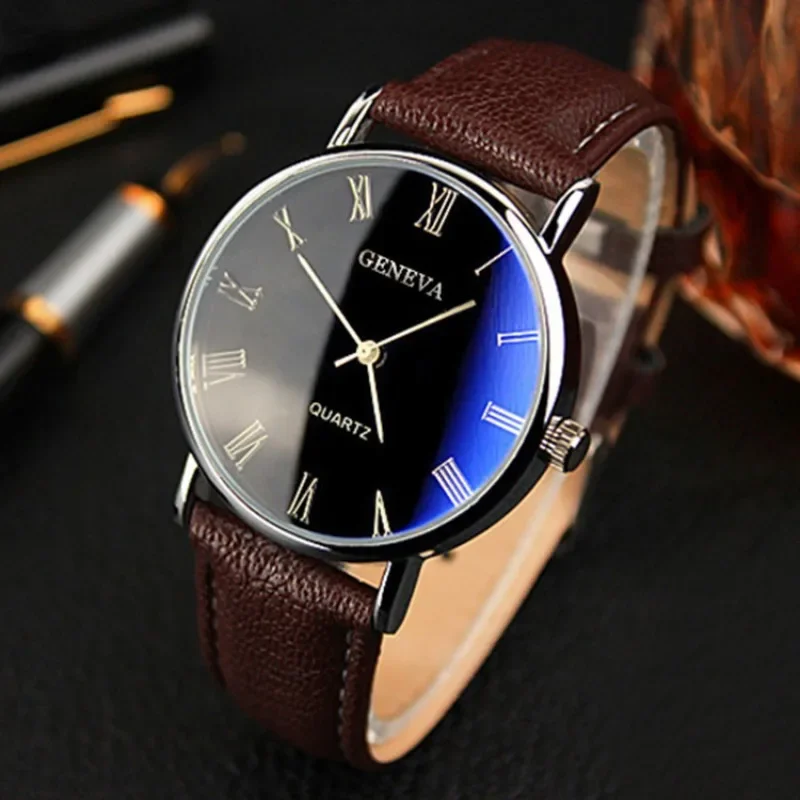 Leather Watch Band Men - Ünlü Marka Erkek Kuvars İzle İş