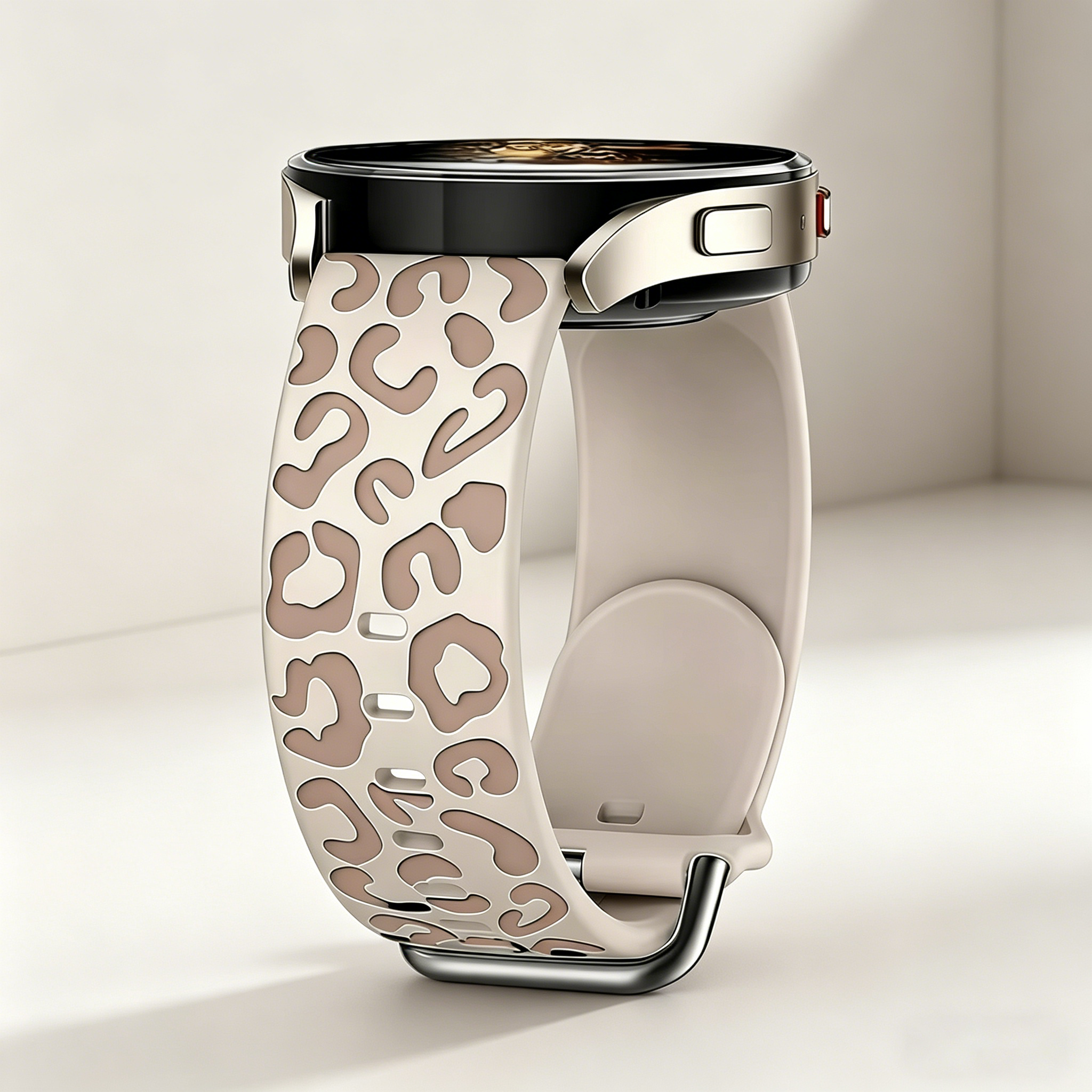 Silicone Band Women - Leopar Desenli Boşluksuz Kordon Samsung Galaxy