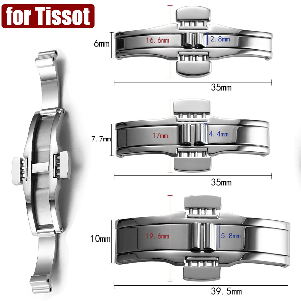 Butterfly Clasp Deployant - Gümüş Paslanmaz Çelik Kelebek Toka Tissot