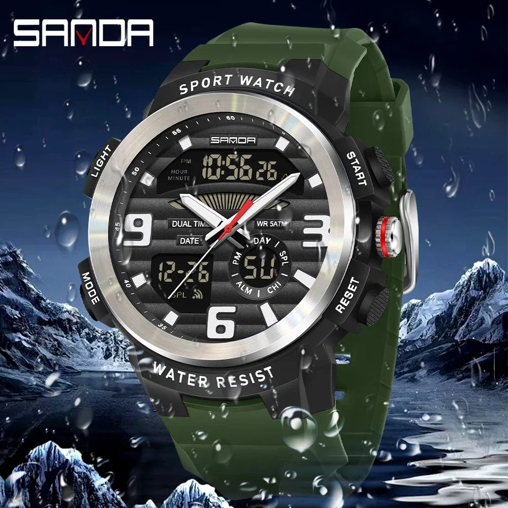Rubber Strap Diver - SANDA Çok Fonksiyonlu Erkek Saati Çift