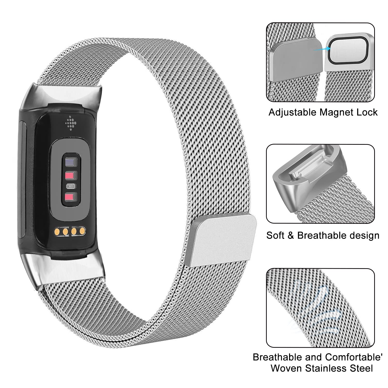 Milanese Loop Magnetic - Milanese döngü fitbit şarj 6 5