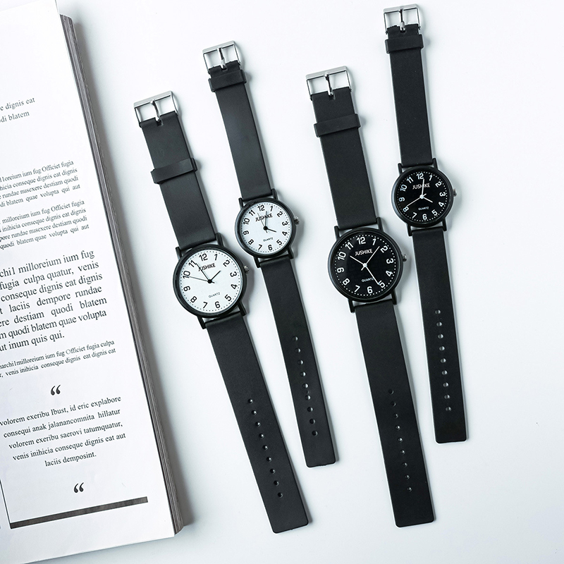 Silicone Band Women - Basit Siyah İzle Kuvars Saatler Kadınlar