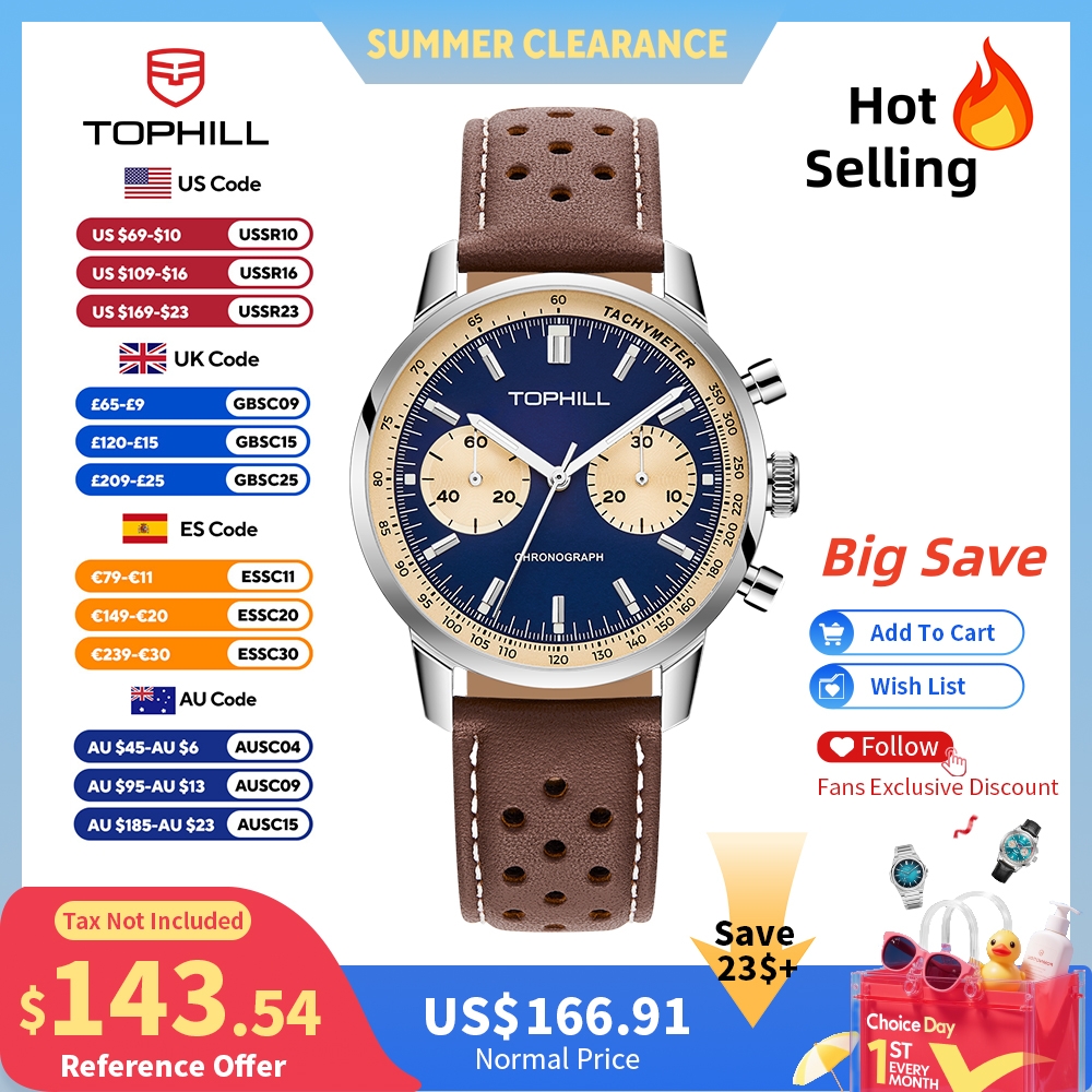 Tropic Strap Vintage - TOPHILL Vintage Yarış Kronografı Erkek Mekanik