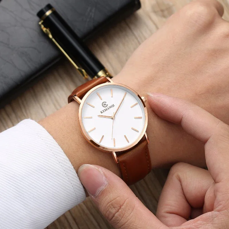 Moda Ultra İnce Erkek Kuvars K - Leather Watch Band Men incelemesi ve fiyatı