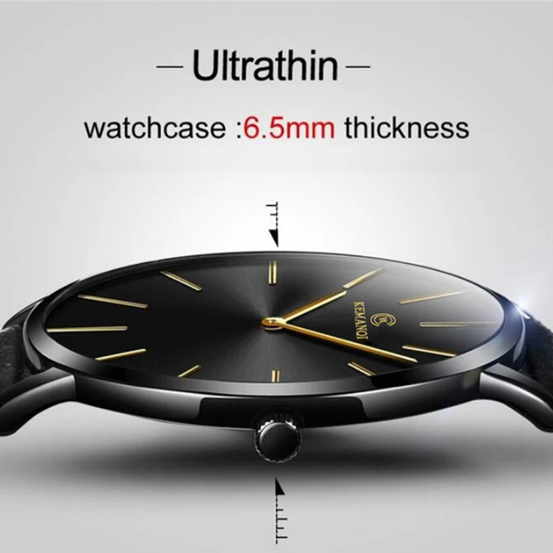 Moda Ultra İnce Erkek Kuvars K - Leather Watch Band Men incelemesi ve fiyatı