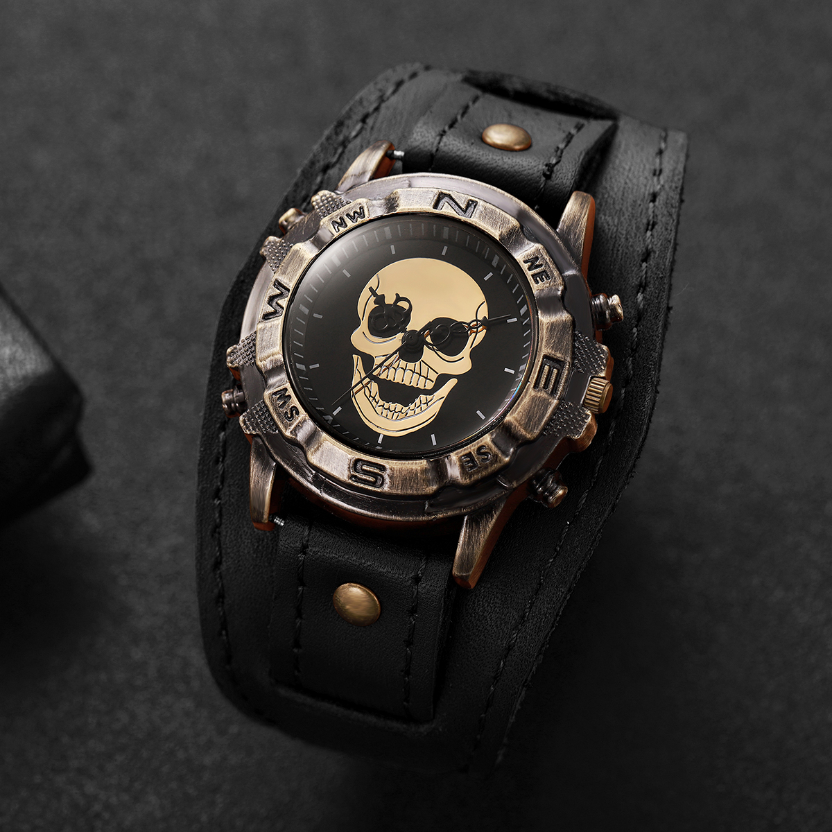 Vintage Kafatası Erkek Izle Ge - Leather Watch Band Men incelemesi ve fiyatı