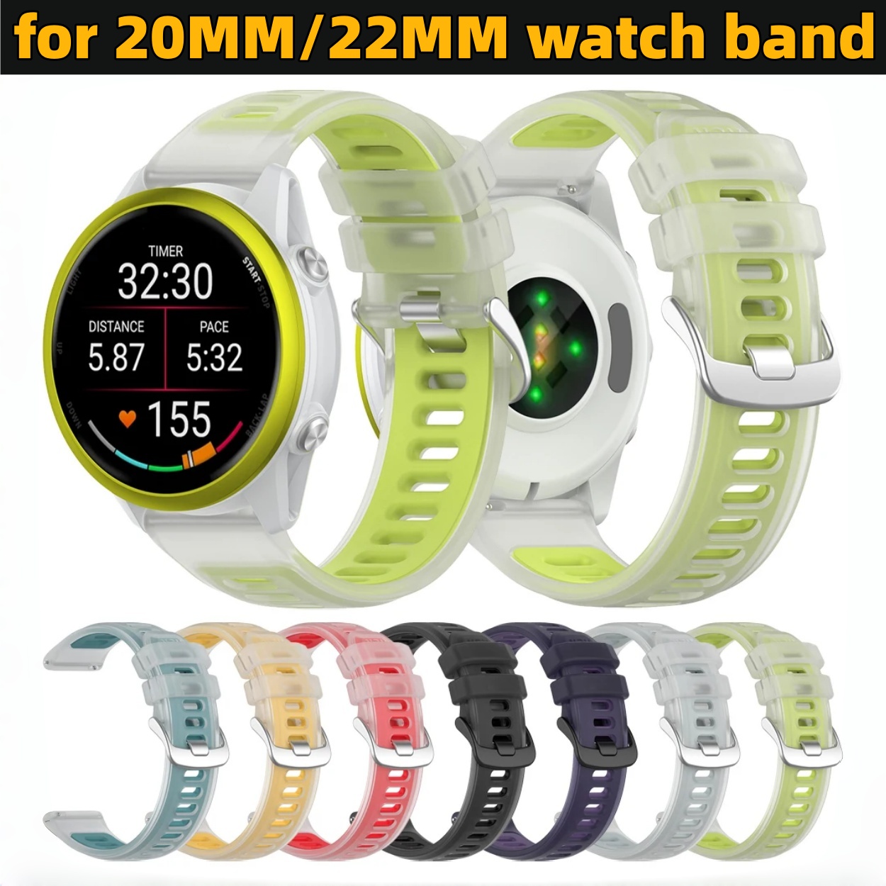 22mm 20mm Şeffaf İki Tonlu Sil - Silicone Watch Band 22Mm incelemesi ve fiyatı