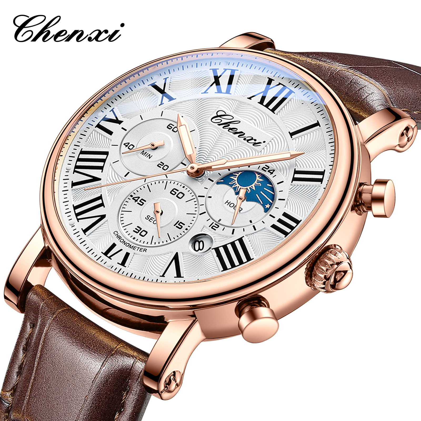 CHENXI 973 Erkekler Kuvars İzl - Leather Watch Band Men incelemesi ve fiyatı