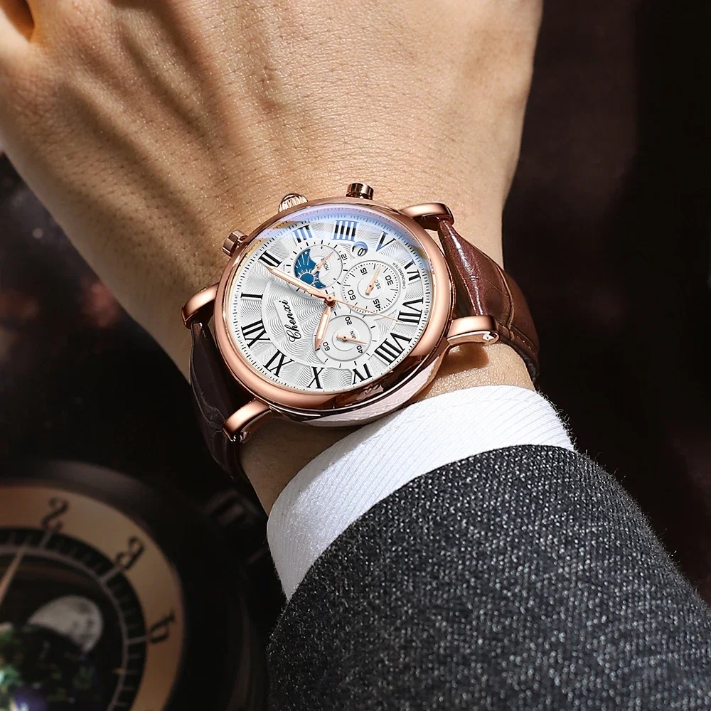 CHENXI 973 Erkekler Kuvars İzl - Leather Watch Band Men incelemesi ve fiyatı