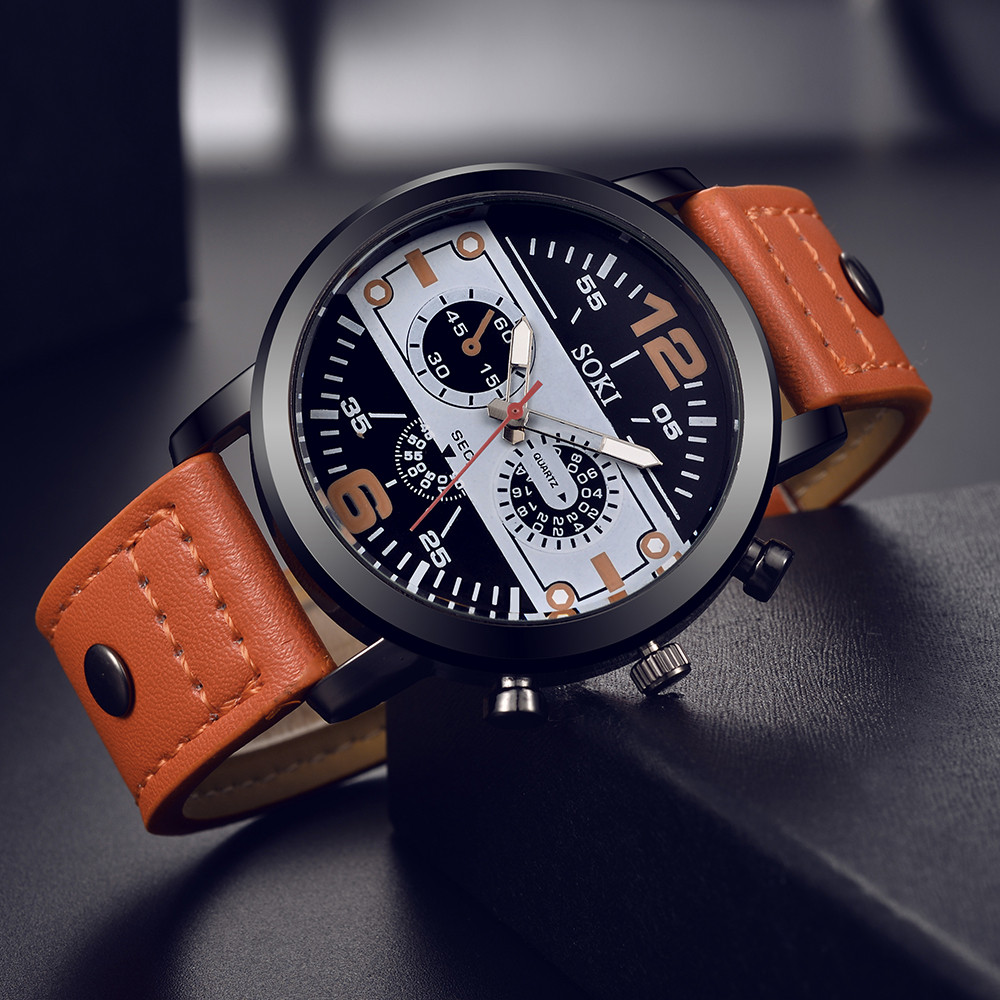 Şık Erkek Saati Şık Kahverengi - Leather Watch Band Men incelemesi ve fiyatı