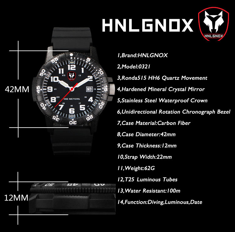 Hnlgnox Mens Pilot saatler spo - Rubber Strap Diver incelemesi ve fiyatı