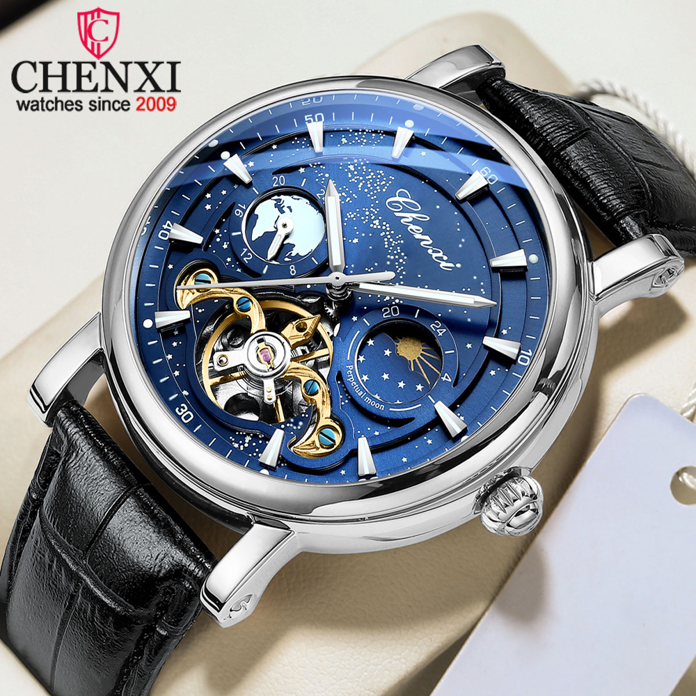 CHENXI Yeni erkek Otomatik Saa - Leather Watch Band Men incelemesi ve fiyatı