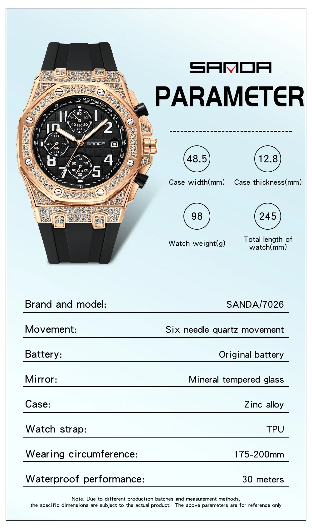 SANDA 7026 erkek Quartz saat m - Rubber Strap Diver incelemesi ve fiyatı