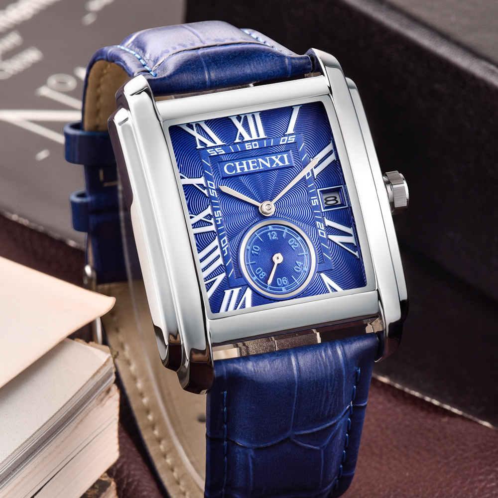 CHENXI 8216 Moda Klasik Kare K - Leather Watch Band Men incelemesi ve fiyatı