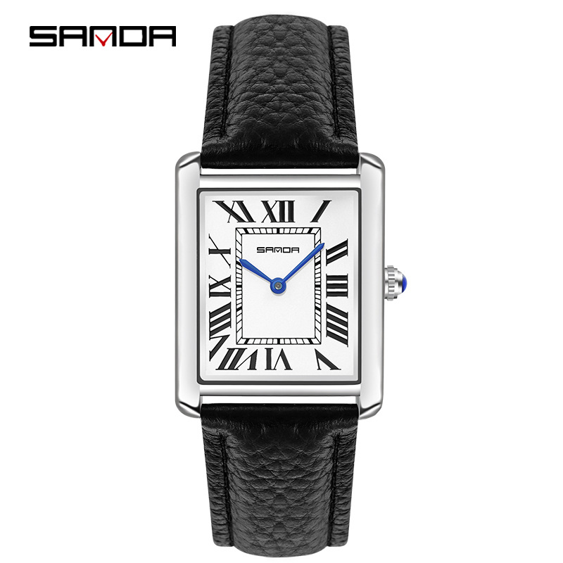 Sanda dikdörtgen bilek saatler - Leather Watch Band Men incelemesi ve fiyatı