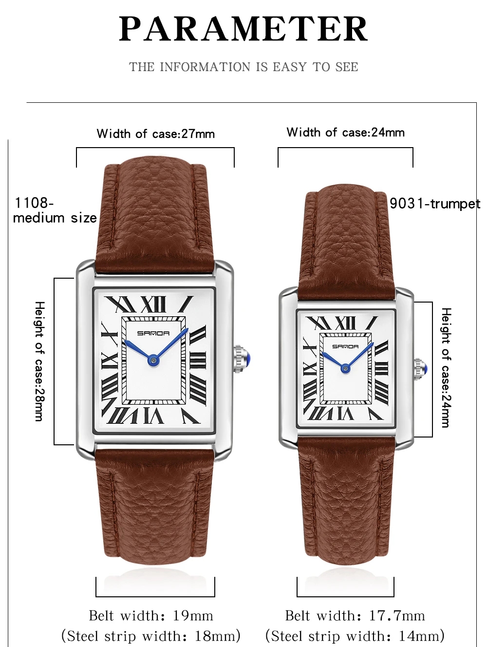 Sanda dikdörtgen bilek saatler - Leather Watch Band Men incelemesi ve fiyatı