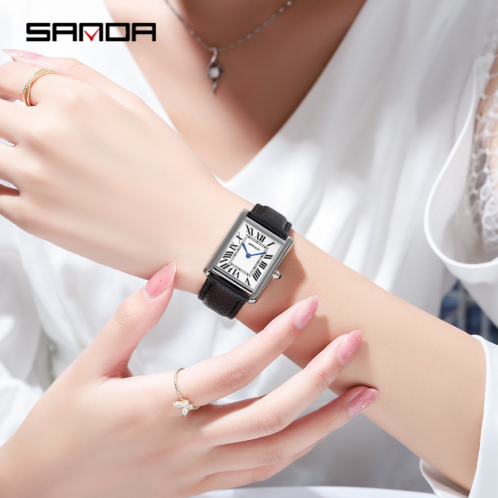 Sanda dikdörtgen bilek saatler - Leather Watch Band Men incelemesi ve fiyatı