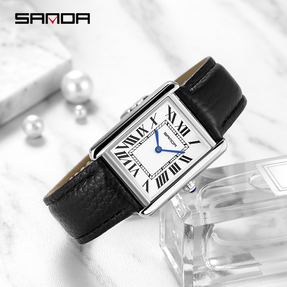 Sanda dikdörtgen bilek saatler - Leather Watch Band Men incelemesi ve fiyatı