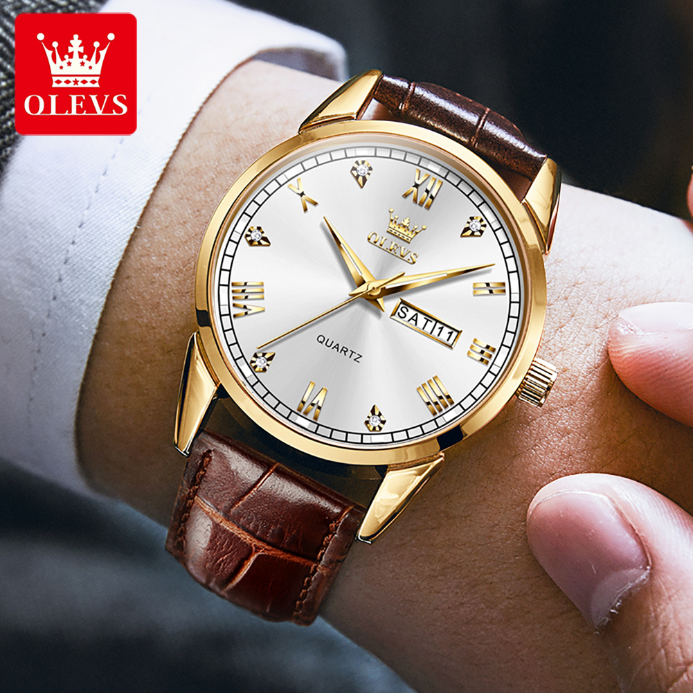 OLEVS 6896 Üst Düzey Marka Erk - Leather Watch Band Men incelemesi ve fiyatı