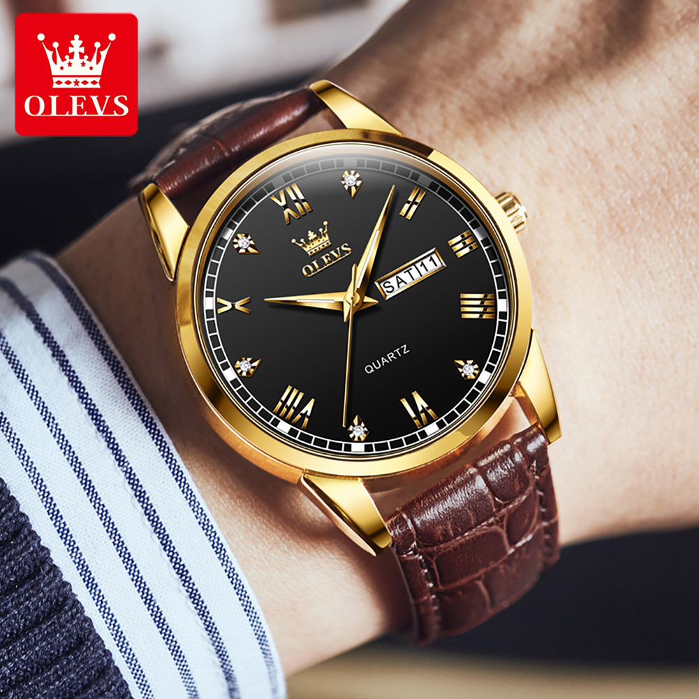 OLEVS 6896 Üst Düzey Marka Erk - Leather Watch Band Men incelemesi ve fiyatı