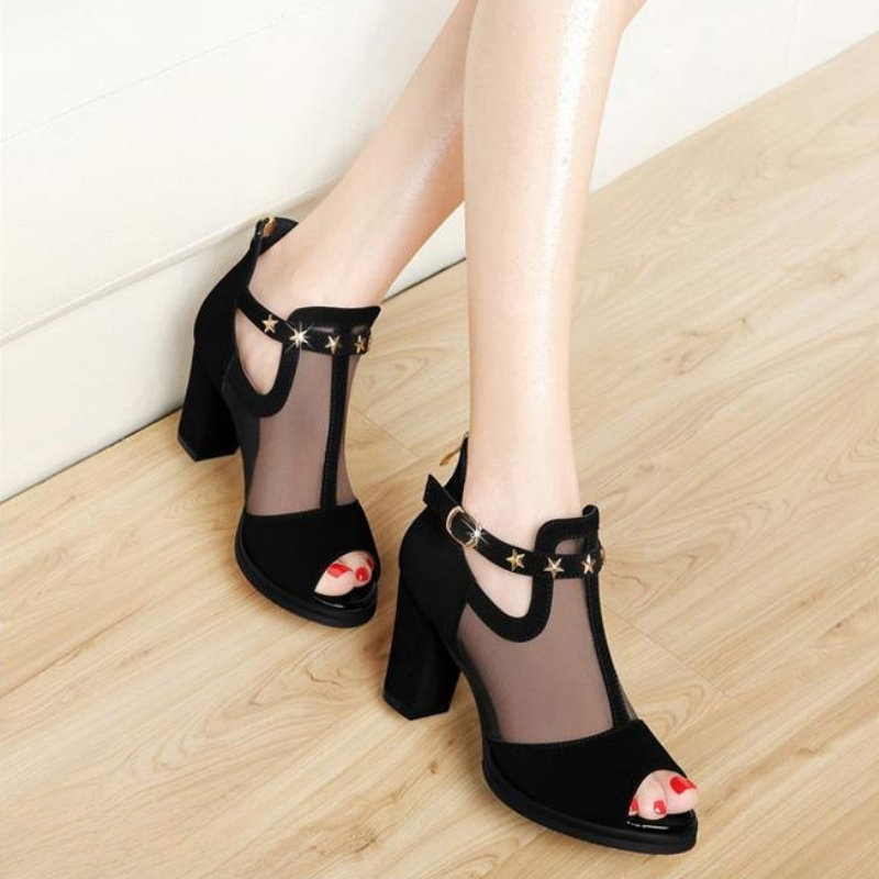 Fileli Peep Toe Blok Topuklu K - Mesh Strap Metal incelemesi ve fiyatı