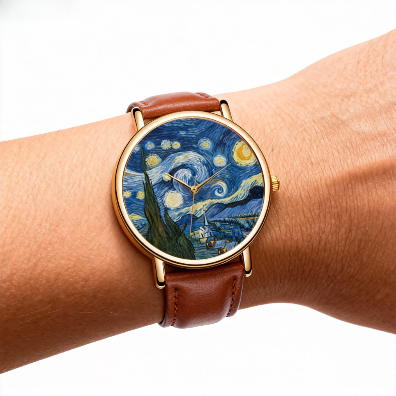 Van Gogh Tablo Desenli Kadın E - Leather Watch Band Men incelemesi ve fiyatı