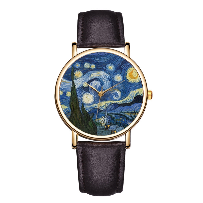 Van Gogh Tablo Desenli Kadın E - Leather Watch Band Men incelemesi ve fiyatı