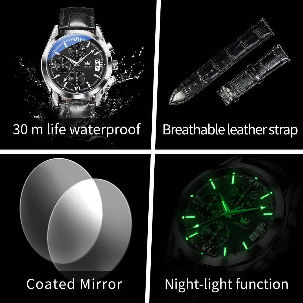 OLEVS Üst Marka Lüks Erkek Izl - Leather Watch Band Men incelemesi ve fiyatı